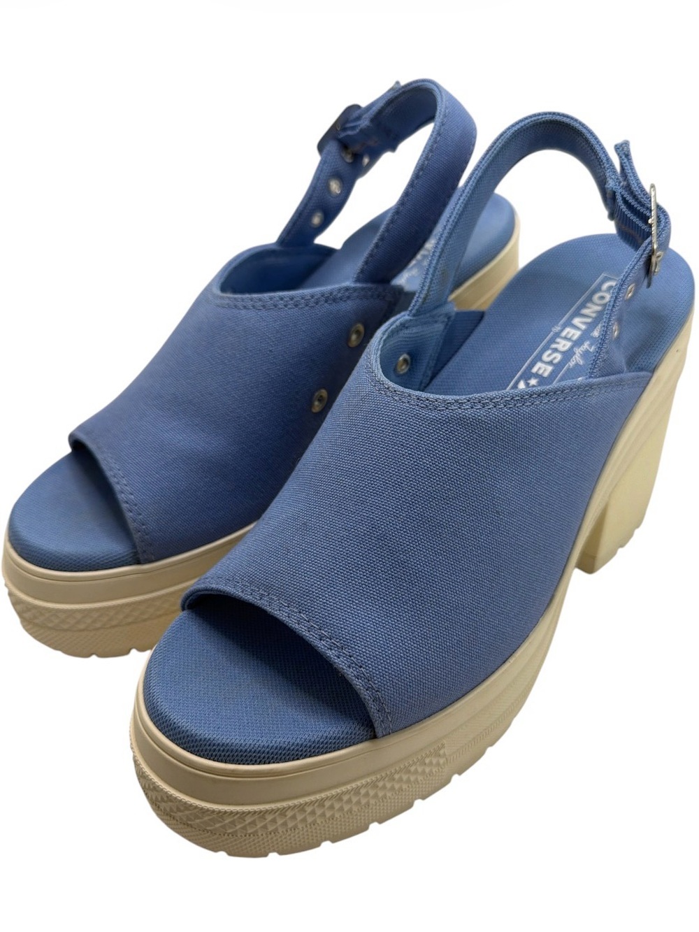 Converse Blue Canvas Platform Slingback Heels with Cream Sole 7.5 women’s
